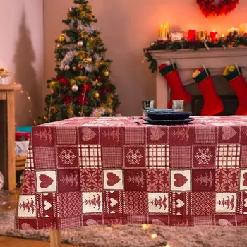 Скатерть из хлопка и смолы с тирольским узором - Alphubel Lisola, цвет Rosso