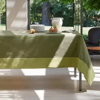 Скатерть из холста из чистого хлопка - Рамки Fazzini, кактус/зеленый