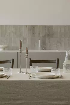 Скатерть из смесового льна H&M, бежевый