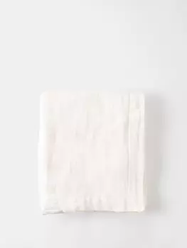 Скатерть льняная с нашивкой-логотипом 220см х 220см. Tekla, белый