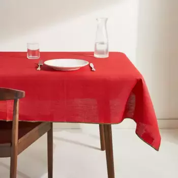 Скатерть льняная сетка El Corte Ingls, красный
