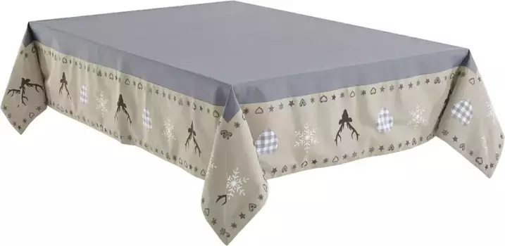 Скатерть моя домашняя "Xaver", (1 штука), клетчатый дизайн, натуральный хлопок, сердце, деревенский домик, олень My home 90х90 см, серый