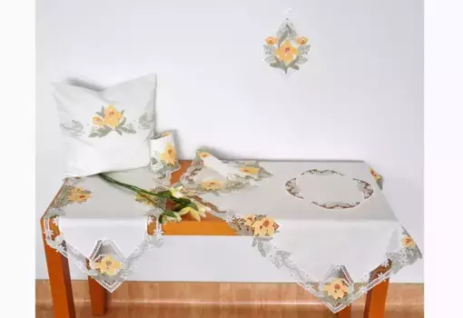 Скатерть Плауэн с вышивкой "Время лилий" Stickereien Plauen 36х80 см, белый