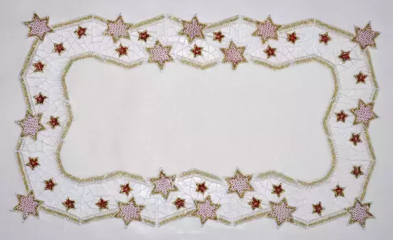 Скатерть Плауэн с вышивкой "Золотая ель" Stickereien Plauen 30х50 см, красный