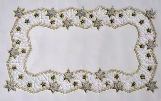 Скатерть Плауэн с вышивкой "Золотая ель" Stickereien Plauen 30х50 см, зеленый