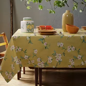 Скатерть, пропитанная смолой, из хлопка с цветочным узором - Fleur Lisola, цвет Curry