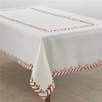 Скатерть рождественская Saro Lifestyle Candy Cane Border Design, белый / красный