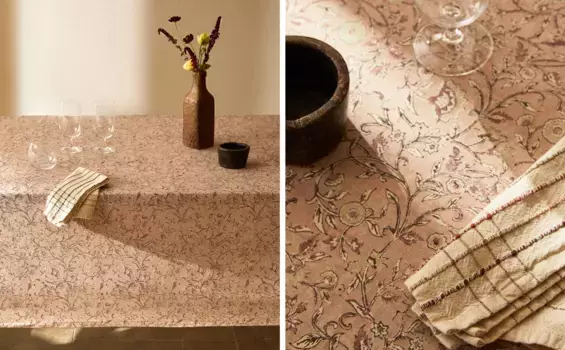 Скатерть с цветочным принтом Zara Home, розовый