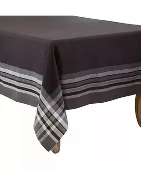 Скатерть с полосатым бордюром, 70 x 70 дюймов Saro Lifestyle, черный