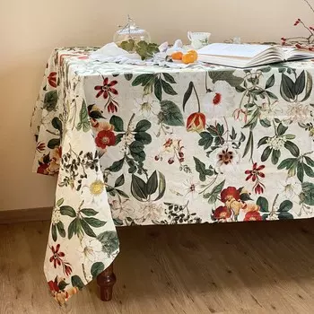 Скатерть с рисунком из чистого хлопка - Borgo Antico Lisola, цвет Panna