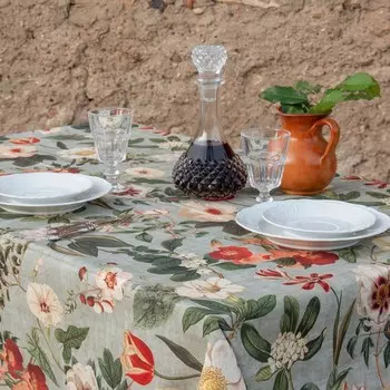 Скатерть с рисунком из чистого хлопка - Borgo Antico Lisola, цвет Verde Antico