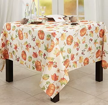 Скатерть с тыквами Fennco Styles Fall Leaves Pumpkins Harvest 65 х 140 дюймов, оранжевый