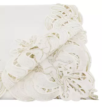 Скатерть с вышивкой Saro Lifestyle, золотой / белый