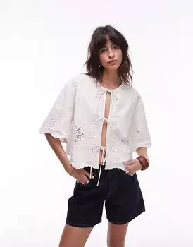 Скатерть Topshop с узором «ришелье» спереди, пиджак цвета слоновой кости