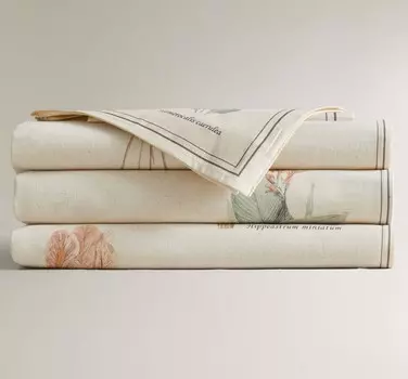 Скатерть Zara Home Botanical Cotton, светло-бежевый