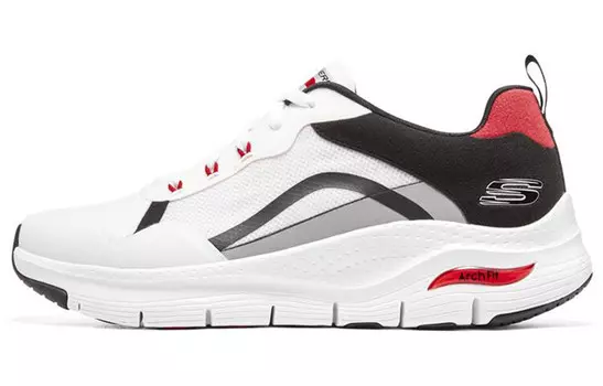 Skechers Arch Fit Lifestyle Shoes Men Low-top White/Charcoal Gray/Red/Black