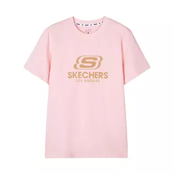 Skechers Футболка унисекс белая лаймово-розовая
