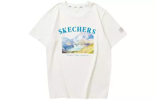 Skechers Футболка унисекс кремово-бежево-белая