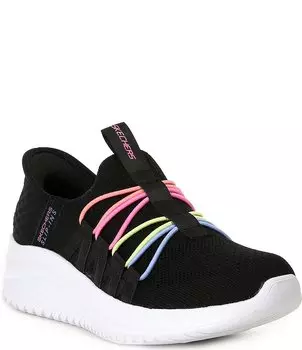 Skechers Girls' Slip-Ons Ultra Flex 3.0 — кроссовки Bungee Fun, пригодные для машинной стирки (молодежные), черный