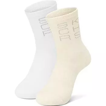 Skechers Носки унисекс до середины голени, 2 пары, ярко-белые/цвета слоновой кости