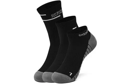 Skechers Спортивная коллекция, гольфы унисекс, 3 пары, цвет: карбоновый черный