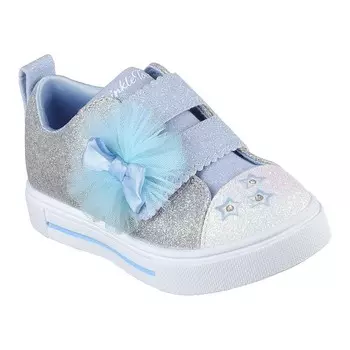 Skechers Twinkle Toes: туфли с подсветкой для маленьких девочек Twinkle Sparks Glitter Gems, цвет Silver Blue