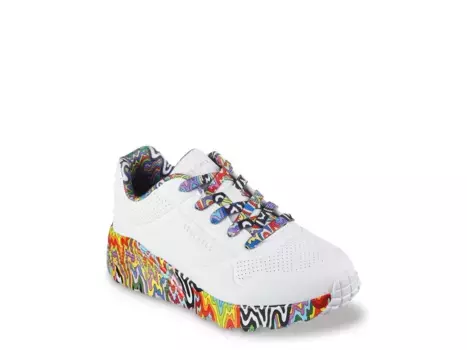Skechers x Jen Stark: кроссовки Uno Lite Wedge Sneaker — детские, белые/многоцветные