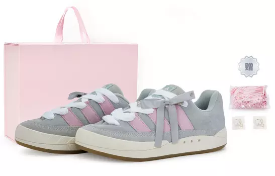 Скейтборд-кеды Adimatic унисекс с низким верхом розового цвета Adidas Originals, серый/розовый