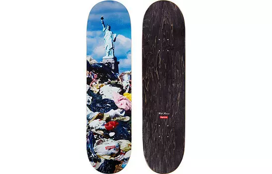 Скейтборд Supreme с принтом, черный / голубой