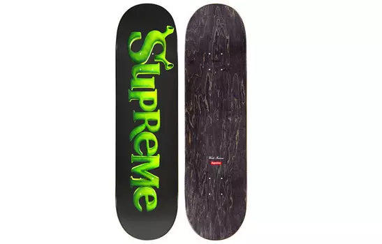 Скейтборд Supreme с рисунком, черный / зеленый