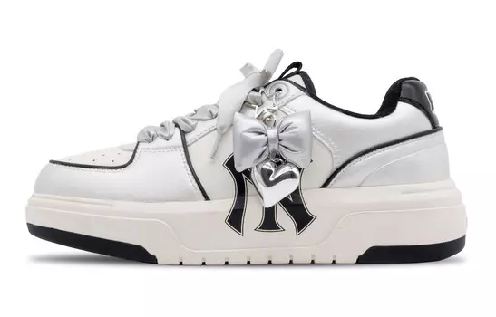 Скейтбордические кеды Chunky Liner унисекс с низким верхом, серебристо-черный Mlb