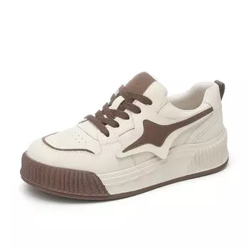 Скейтбордические кеды женские низкие бежевый/белый/коричневый Exull Q