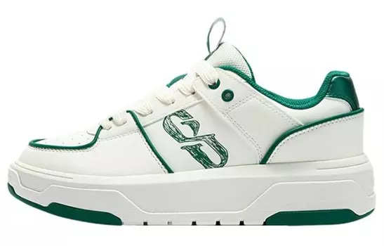 Скейтбордические кеды женские низкие Feather белый/малахитовые 361°