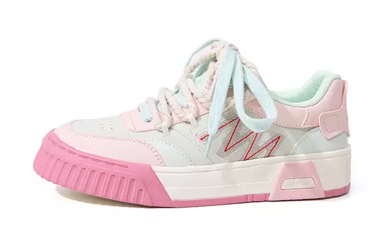 Скейтбордические кеды женские низкие светло-зеленый/розовый Feiyue