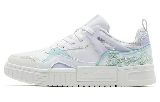 Скейтбордические кеды женские с низким верхом белый/голубой/фиолетовый Qiaodan