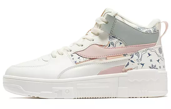 Скейтбордические кеды женские средней высоты Feather белый/светло-персиковые розовый 361°