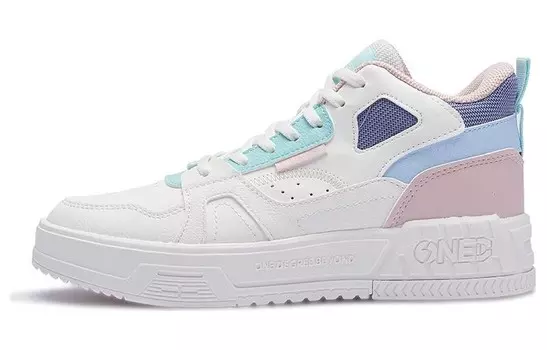 Скейтбордические кеды женские средней высоты Feather белый/светло-персиковые розовый 361°