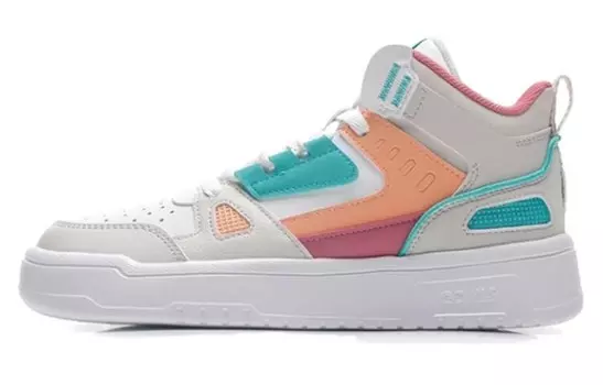 Скейтбордические кеды женские высокие белый/оранжевый/зеленый Qiaodan