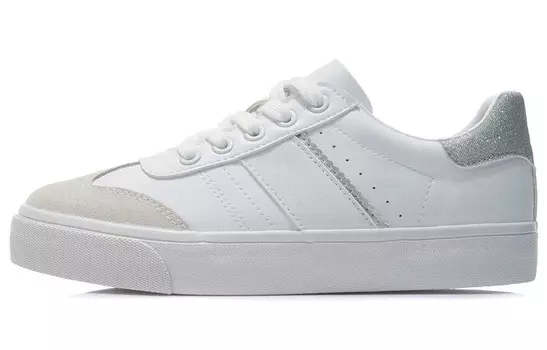 Скейтбординговые туфли женские, низкие, стандартные, белые/серебристые Lining