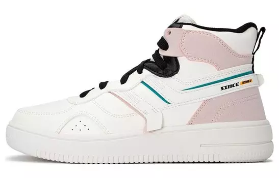 Скейтбординговые туфли женские высокие белые/черные/розовые Xtep