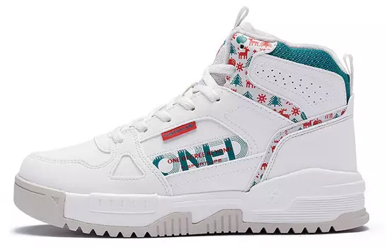 Скейтбординговые туфли женские высокие белые/зеленые/красные 361°