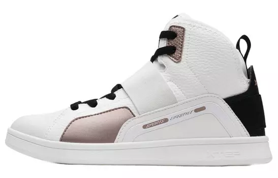 Скейтбординговые туфли женские высокие белые/золотые Xtep