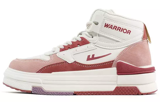 Скейтбординговые туфли женские высокие бежевые/розовые Warrior