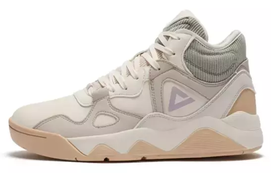 Скейтбординговые туфли женские высокие бежевые/серые/зеленые Peak