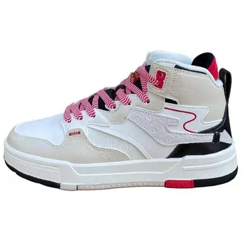 Скейтбордные кеды женские высокие Oak Bud White / University Red Erke