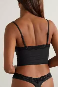 SKIMS Эластичная майка с кружевной отделкой Fit Everyone - Onyx, черный