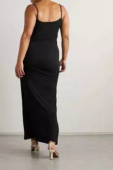 SKIMS Комбинация Soft Lounge Rib Long Slip - Onyx, черный