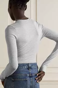 SKIMS Топ из эластичного хлопкового джерси - Светло-серый, светло-серый