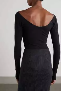 SKIN Боди Shania из эластичного хлопка и смеси модала, черный
