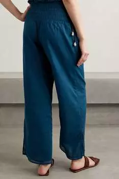 SKIN Брюки Brogan со сборками из хлопка и вуали, синий